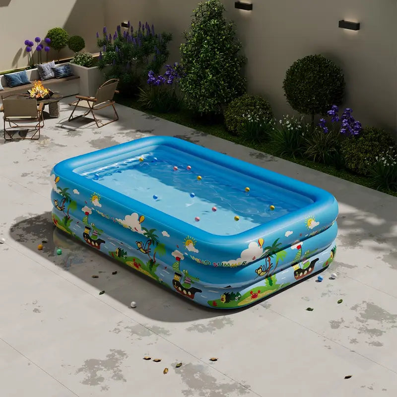 Inflatable Round Pool with Slide for Children
