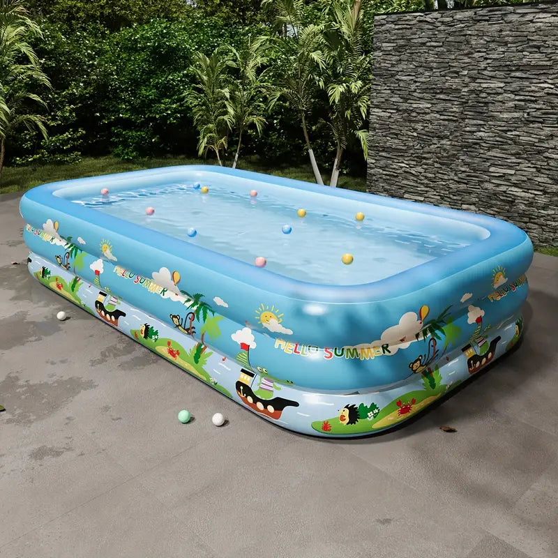 Inflatable Round Pool with Slide for Children