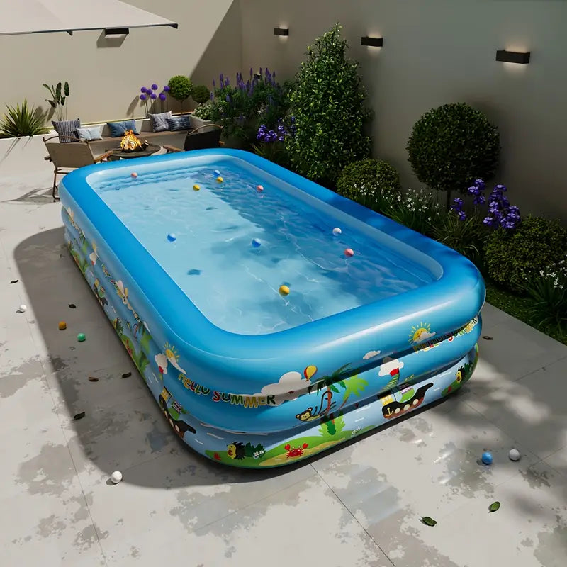 Inflatable Round Pool with Slide for Children