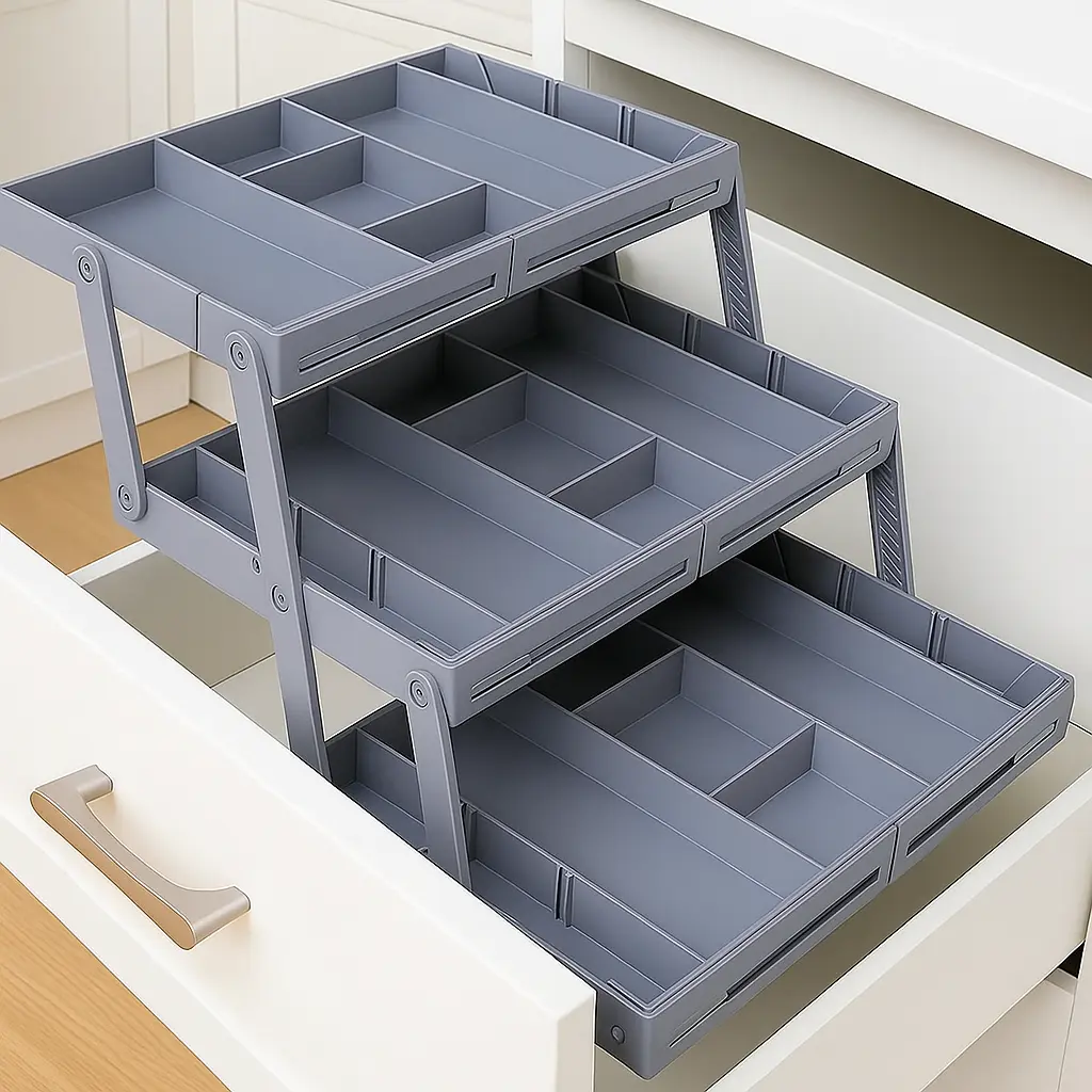 Platzsparender 3-stufiger Schubladenorganizer – Flexibel und Praktisch