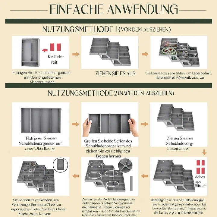 Platzsparender 3-stufiger Schubladenorganizer – Flexibel und Praktisch