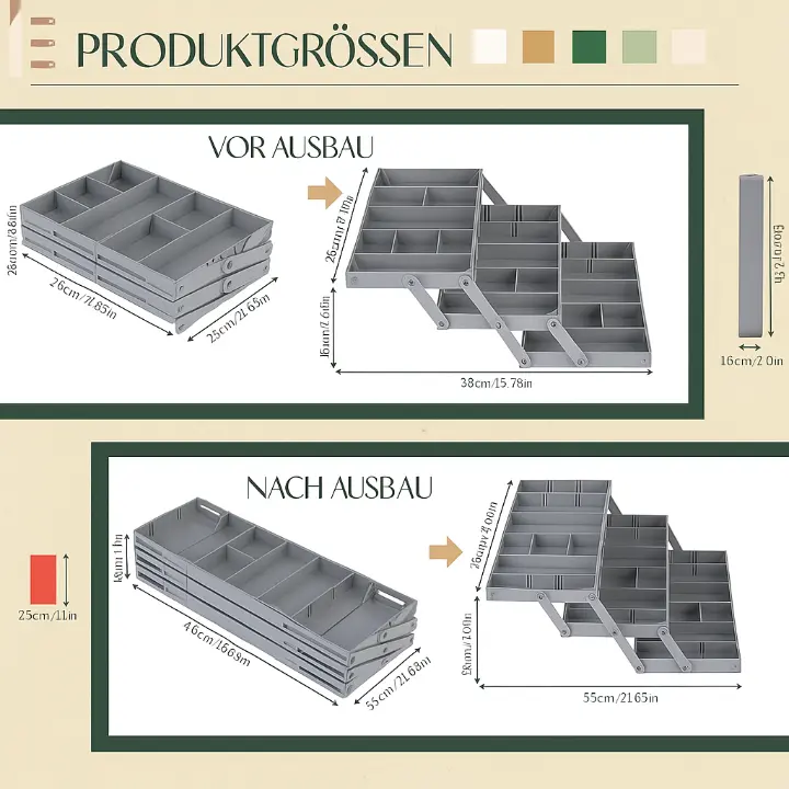 Platzsparender 3-stufiger Schubladenorganizer – Flexibel und Praktisch