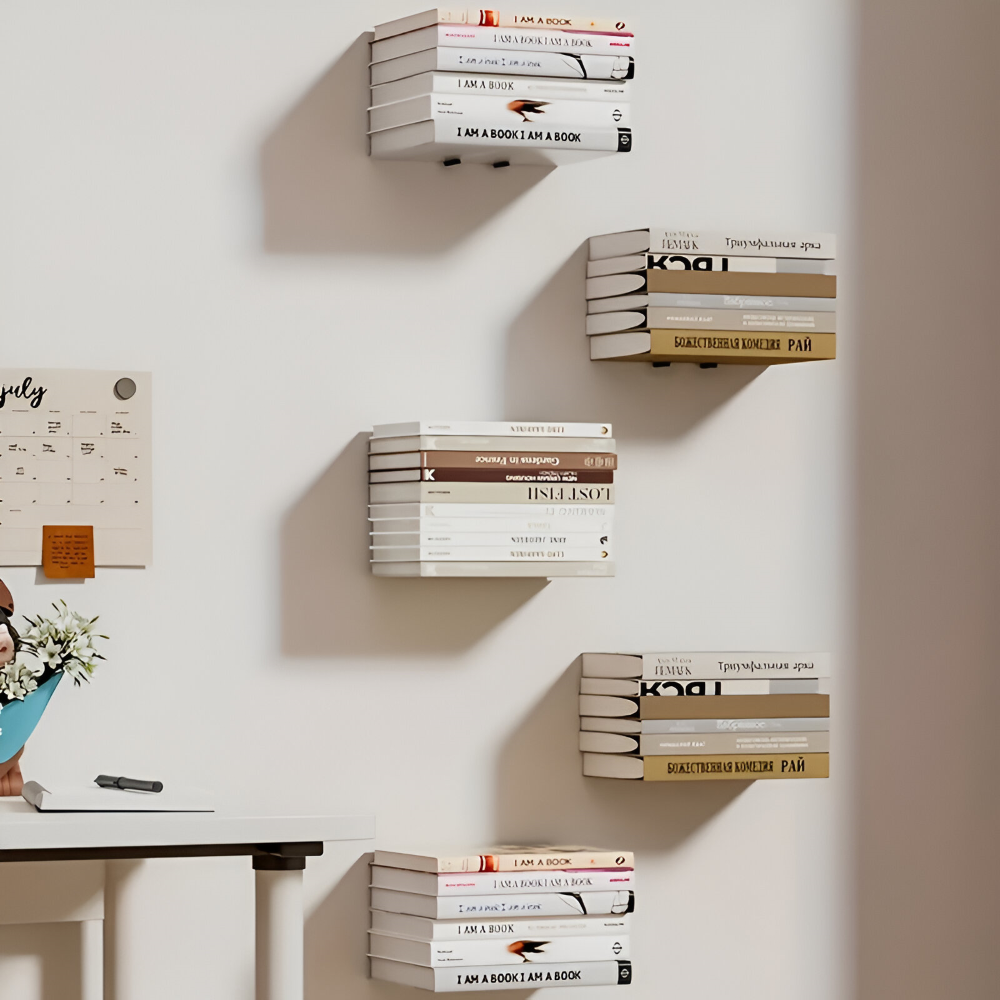 Schwebendes Bücherregal – Bücher Schwebend An Der Wand – 2er Set