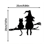 Mystische Gartenfigur mit Hexe und Katze – Metall Silhouette für den Außenbereich