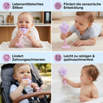 Zahnungsspielzeug aus lebensmittelechtem Silikon – Beißring und Rassel
