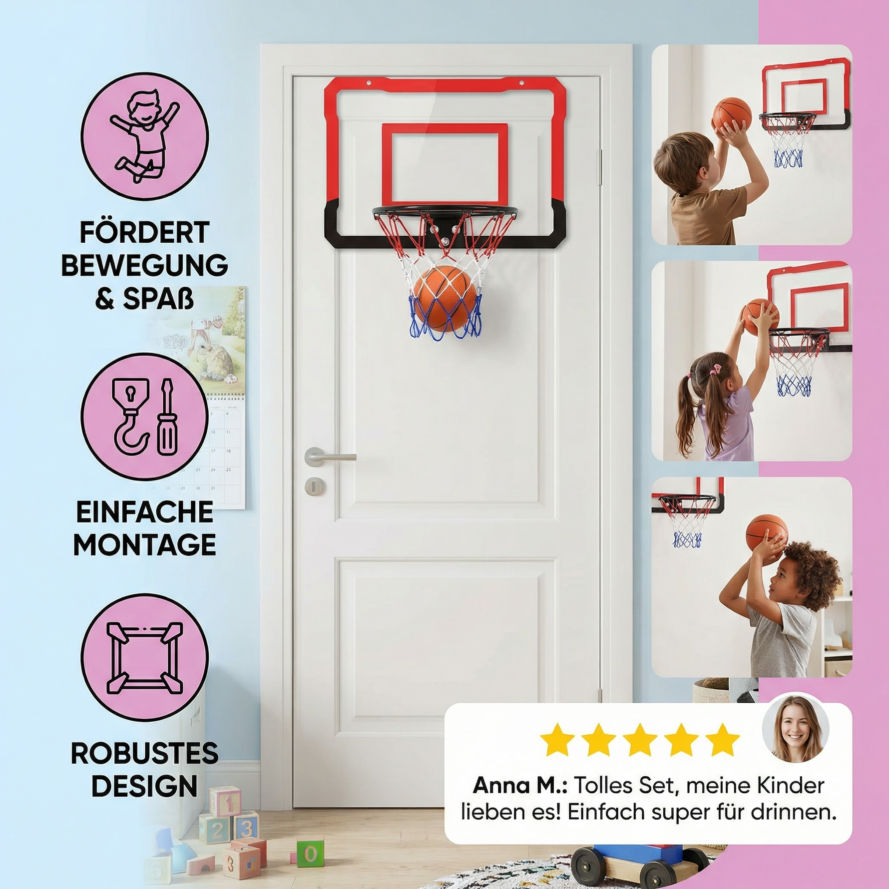 Basketballkorb Set für Kinder – Mini Wand- und Türkorb für Zuhause