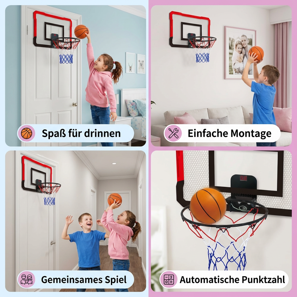 Basketballkorb Set für Kinder – Mini Wand- und Türkorb für Zuhause