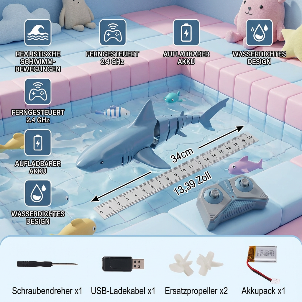 RC Schwimmroboter – Ferngesteuerter Wasserhai für Kinder