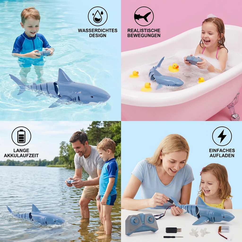 RC Schwimmroboter – Ferngesteuerter Wasserhai für Kinder