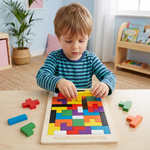 Montessori Lernspiel für Kinder – Buntes Holz Tangram Puzzle