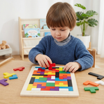 Montessori Lernspiel für Kinder – Buntes Holz Tangram Puzzle