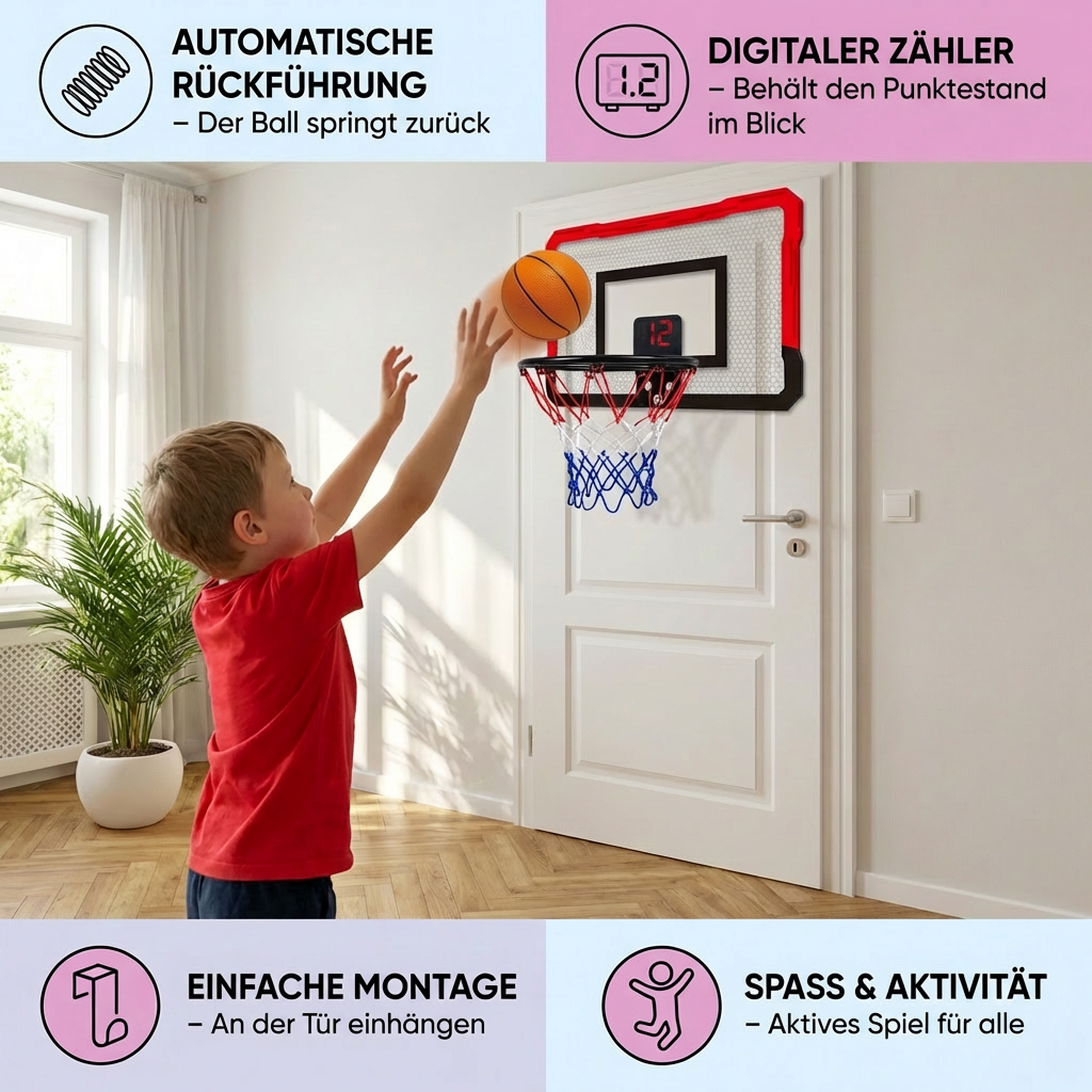 Basketballkorb Set für Kinder – Mini Wand- und Türkorb für Zuhause
