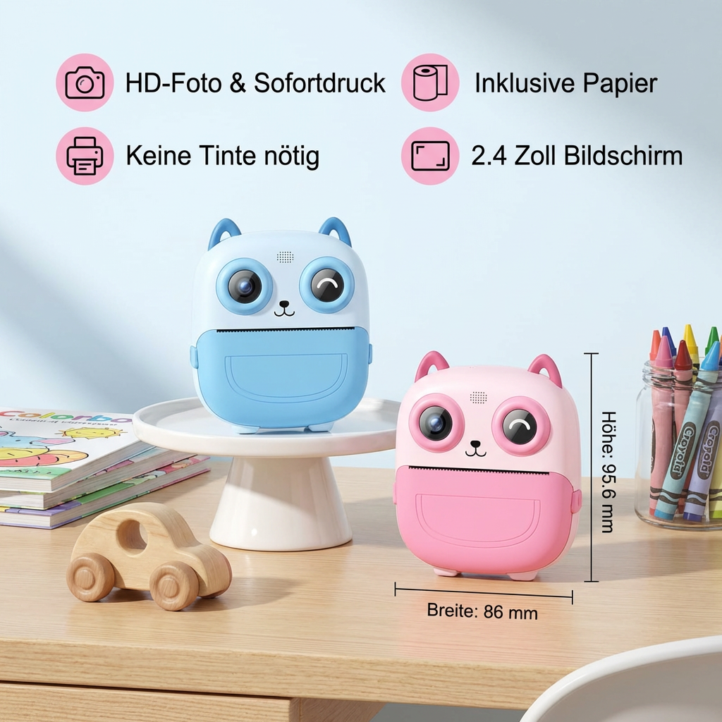Mini Digitalkamera für Kinder – Sofortbildkamera mit HD-Drucker