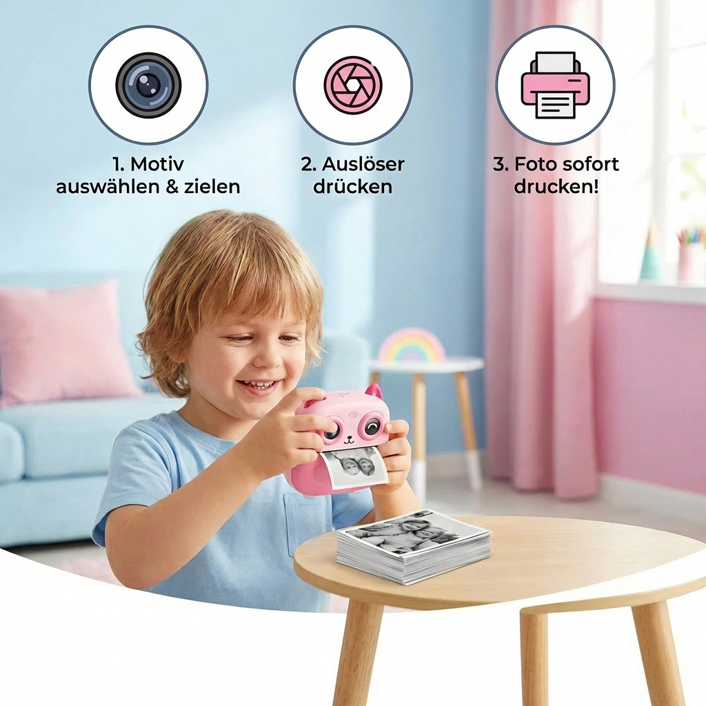 Mini Digitalkamera für Kinder – Sofortbildkamera mit HD-Drucker