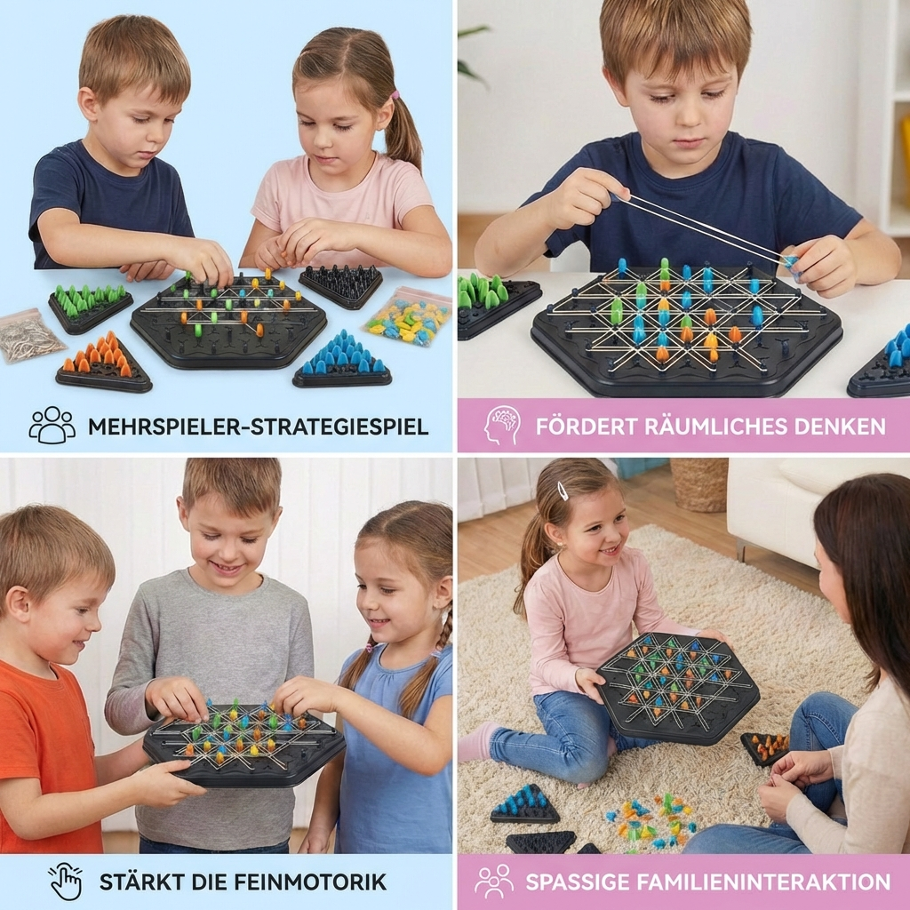 Familien Spiel mit Dreieckigem Gummi Band für Schach