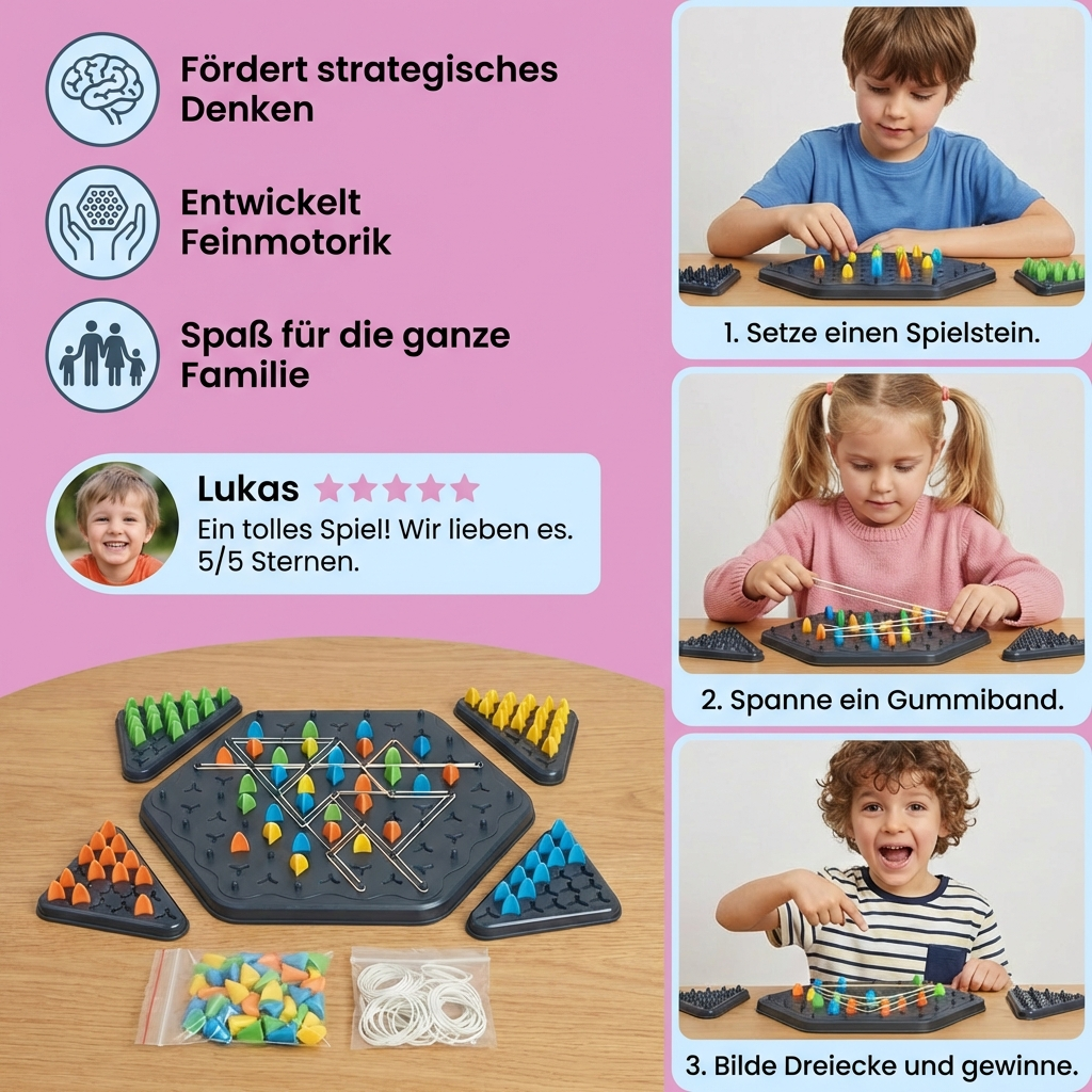 Familien Spiel mit Dreieckigem Gummi Band für Schach