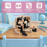 3D Holzpuzzle in Würfelform – Lern- und Knobelspiel für Kinder (54 Teile)