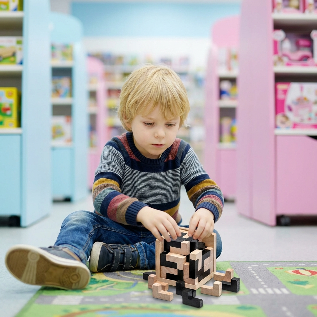 3D Holzpuzzle in Würfelform – Lern- und Knobelspiel für Kinder (54 Teile)