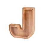 Handgefertigte Holzspardose mit Alphabet-Design