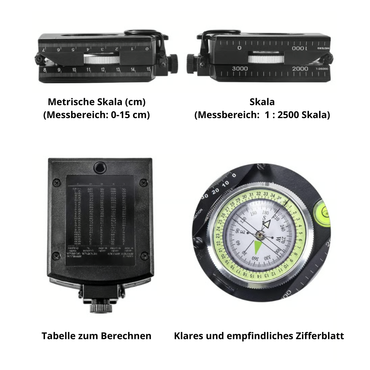 Robuster Navigationskompass mit Neigungsmesser – Präzise Orientierung für jedes Abenteuer