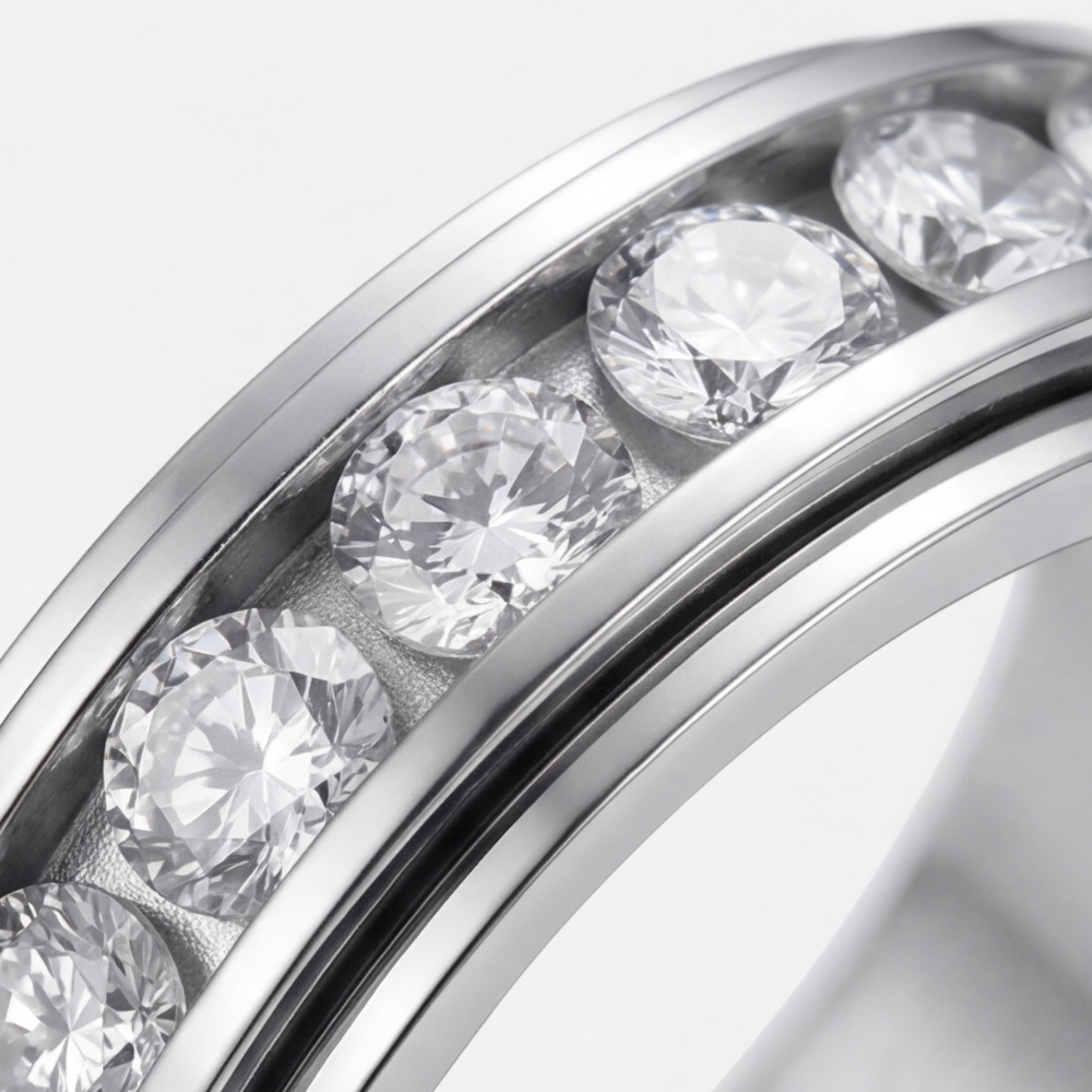 Eleganter Rotationsring mit Zirkonia-Steinen