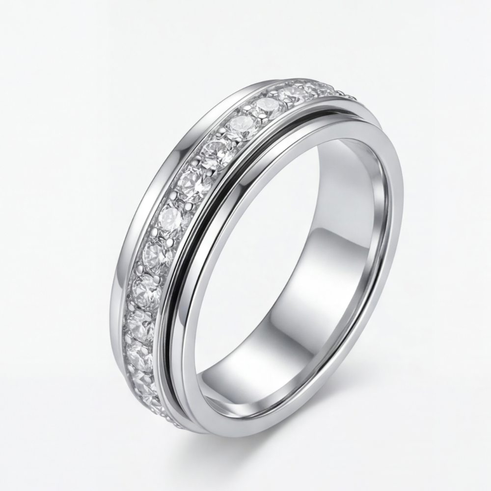 Eleganter Rotationsring mit Zirkonia-Steinen