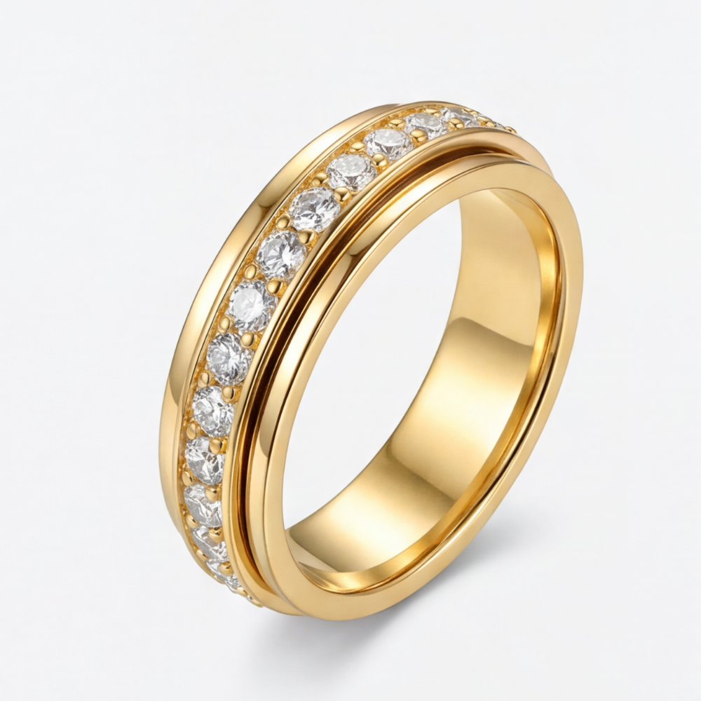 Eleganter Rotationsring mit Zirkonia-Steinen