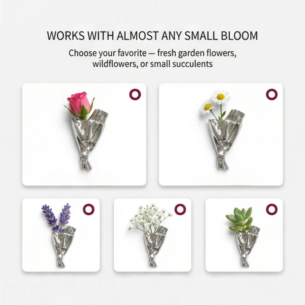 Elegante Brosche mit Mini-Vase für frische Blumen