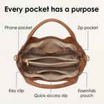 Elegante Hobo-Tasche aus weichem Kunstleder mit Fächern