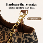 Elegante Leopardentäschchen mit Goldkette