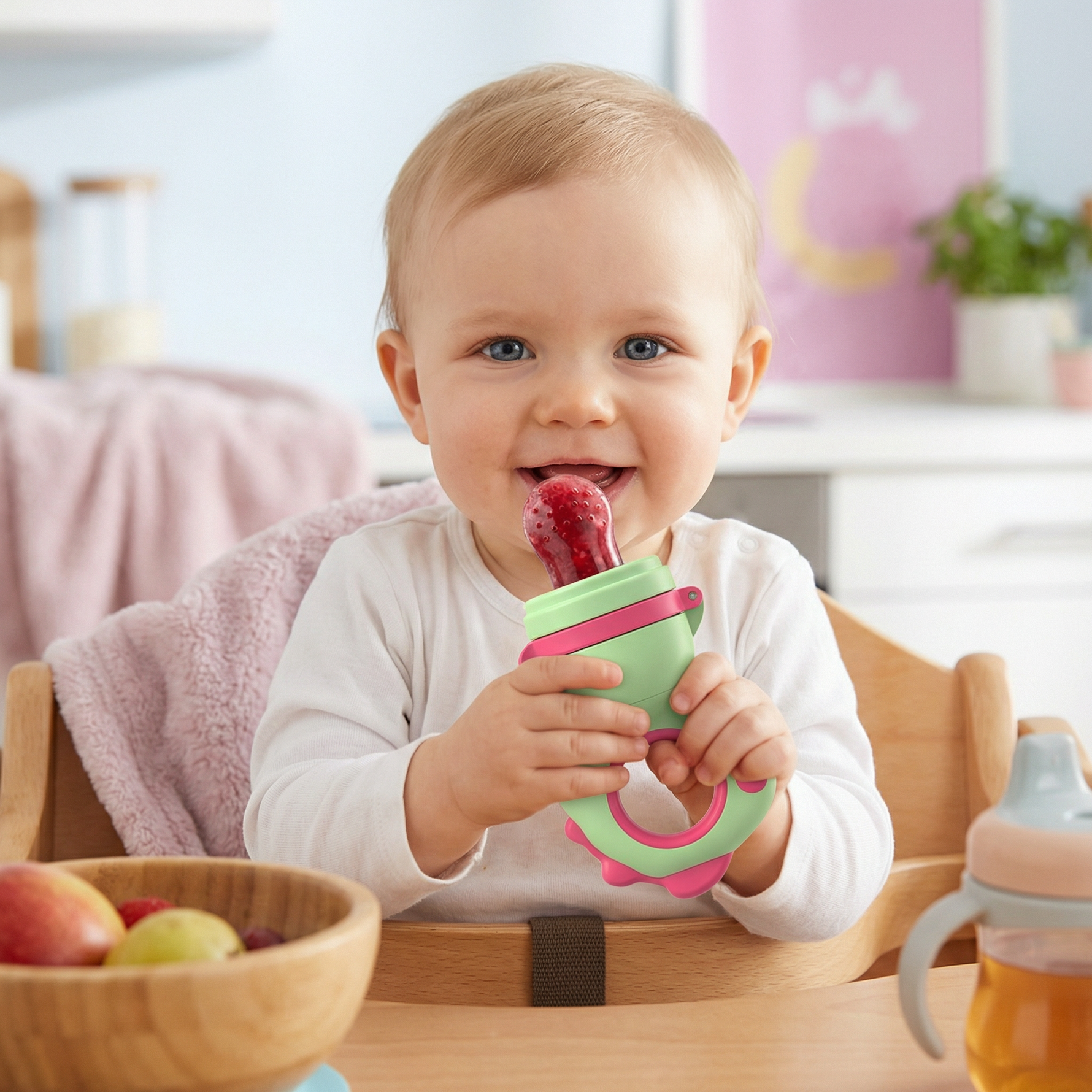 Fruchtsauger für Babys – Silikon Beißring mit Druckfunktion