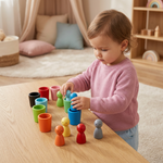 Holz Lernspiel mit Sortierbechern für Farben nach Montessori