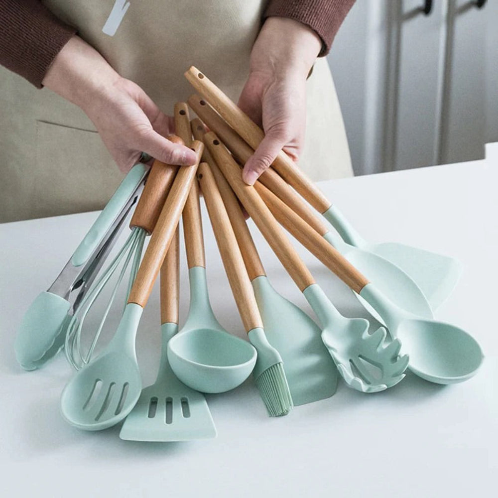 12-teiliges Premium Küchenhelfer-Set aus Edelstahl und Silikon