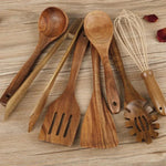 Elegantes 11-teiliges Küchenhelfer-Set aus Teakholz mit Halter