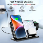 Multifunctional Charging Station with Integrated Alarm Clock – Charge 3 Devices Simultaneously