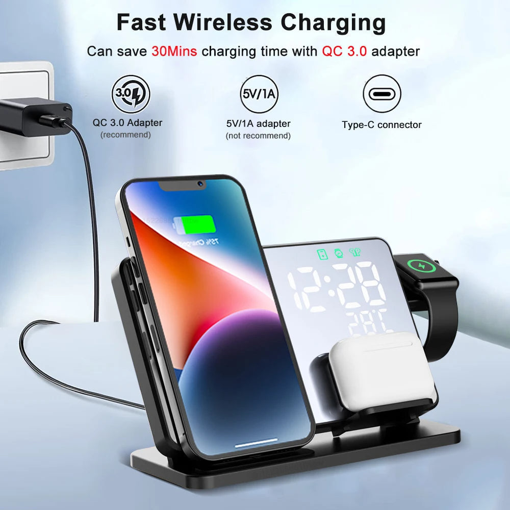 Multifunktionale Lade-Station mit integriertem Wecker für Apple-Geräte