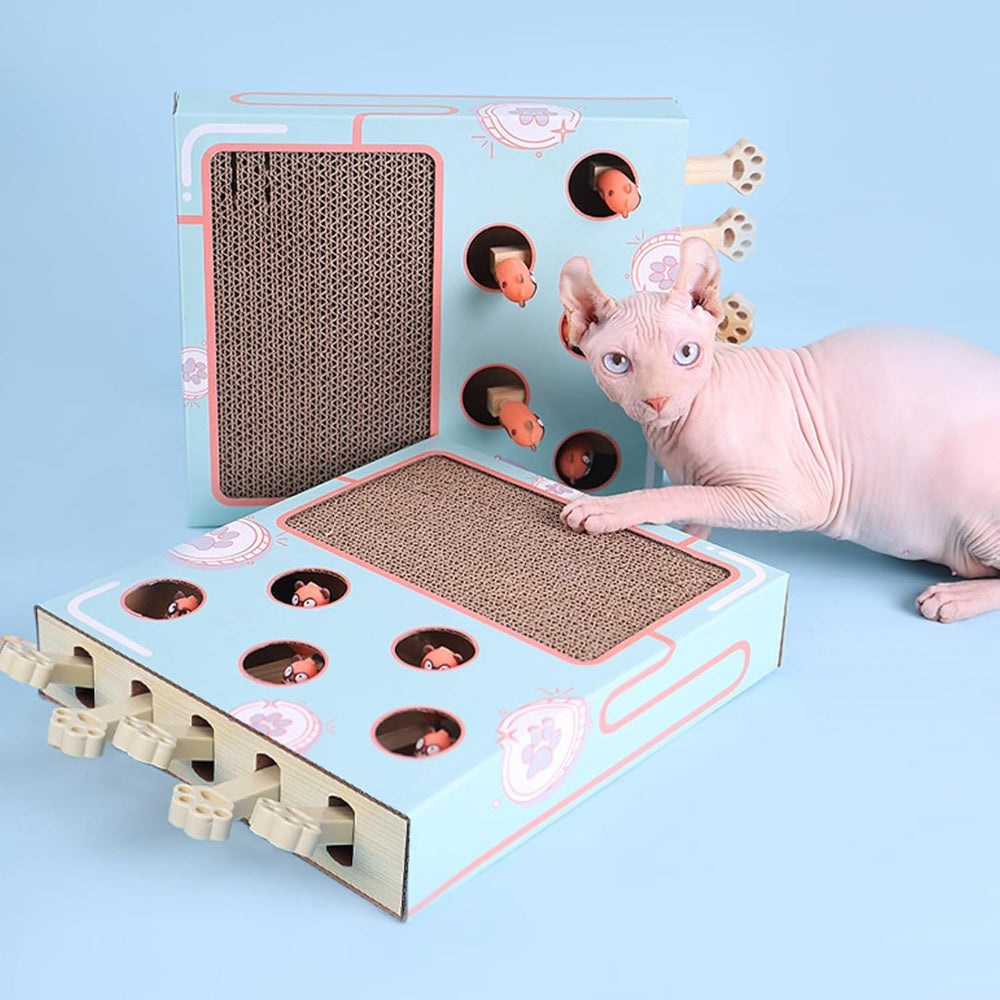 Interaktive Spielstation für Katzen aus robuster Wellpappe