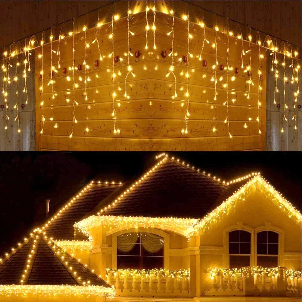 Bunte LED-Lichterkette für den Außenbereich – Weihnachts- und Neujahrsbeleuchtung für Zuhause und Garten