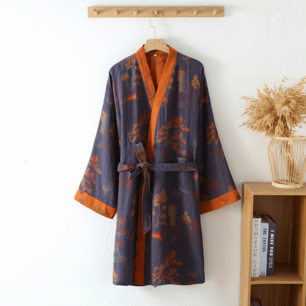 Leichter Kimono-Bademantel | Unisex Retro Stil | Atmungsaktiv & Bequem | Wellness Genuss