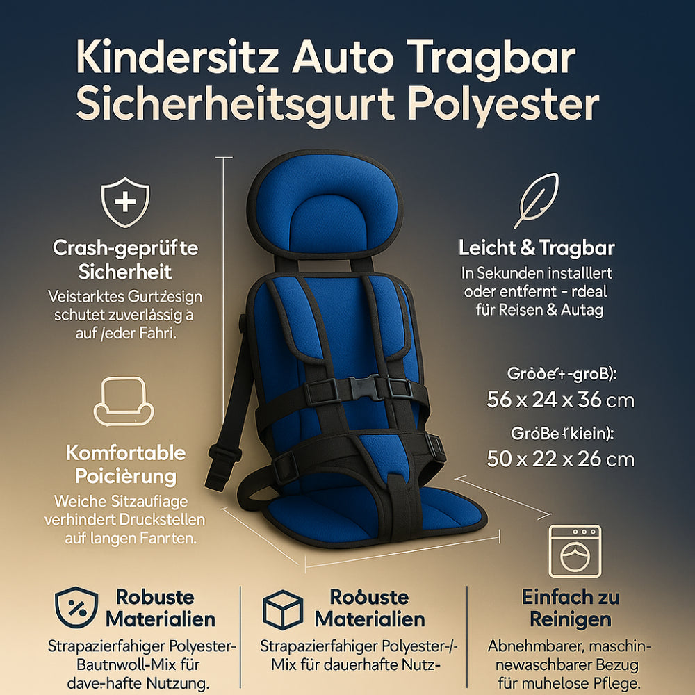 Tragbare Kindersicherheitslösung für Auto mit Gurt