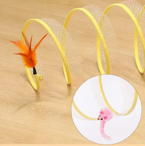 Katzenspaß Deluxe | Faltbarer Katzentunnel mit Spielzeug