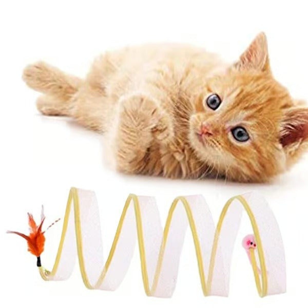 Katzenspaß Deluxe | Faltbarer Katzentunnel mit Spielzeug