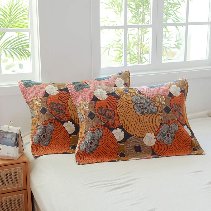 Pretty Cotton Pillowcase Set in Warm Colours (2 Pack)