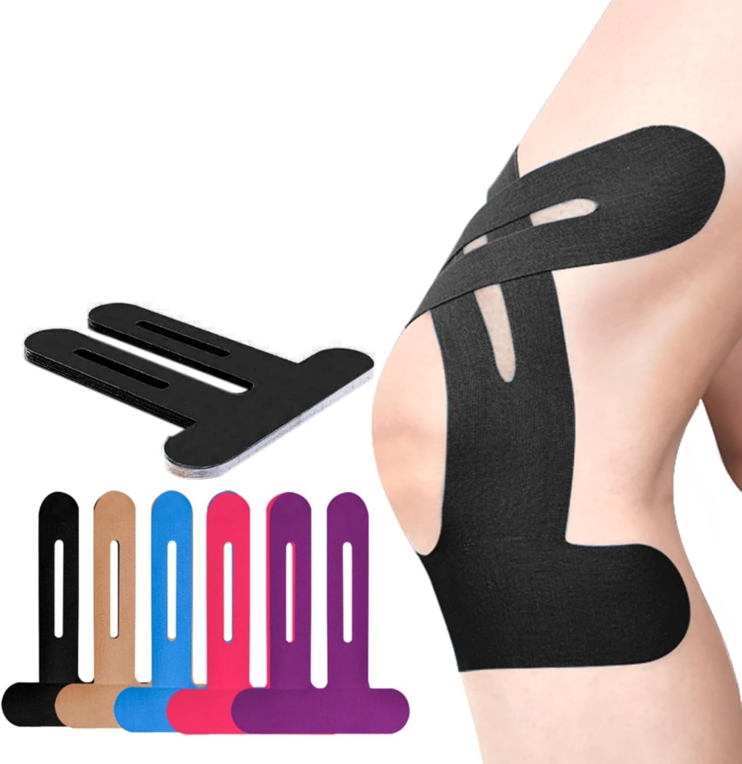 Kniebandage | Vorgefertigtes Kinesio-Tape | Atmungsaktive Unterstützung