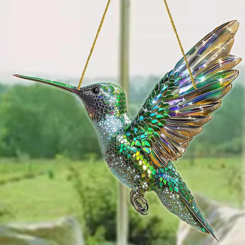 Farbenspiel Fensterdeko mit Kolibri-Motiv – Suncatcher