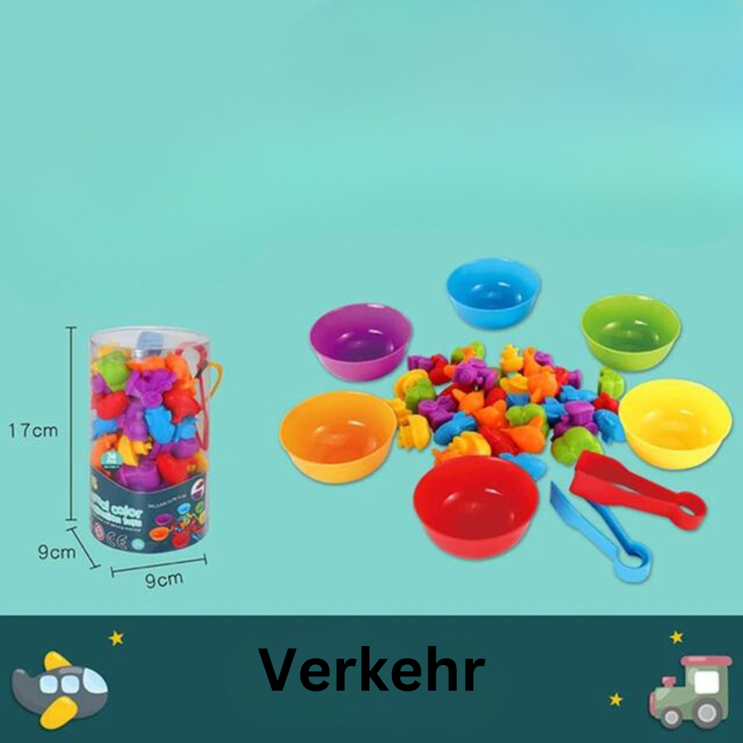 Buntes Sortierspiel nach Montessori-Prinzipien