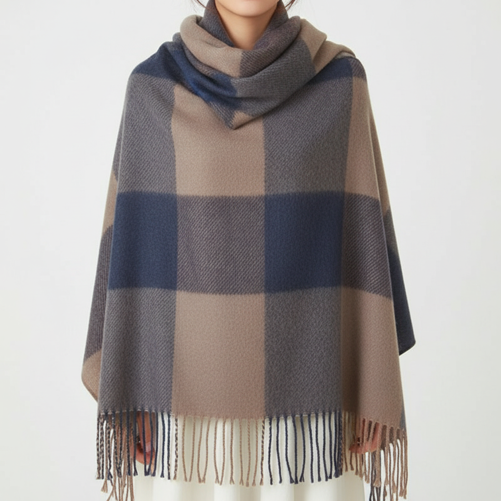 Eleganter Damen-Schal im modernen Karo-Design
