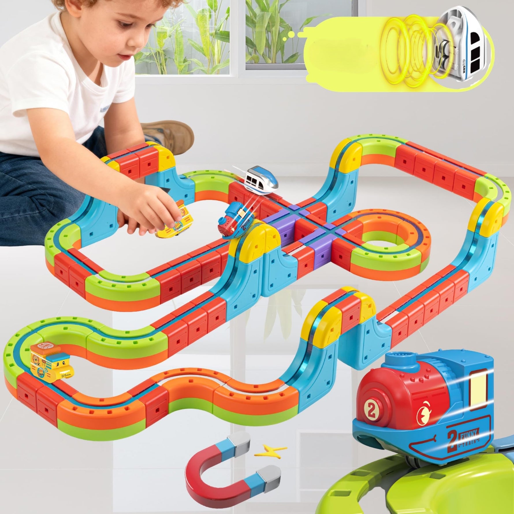 Fantasievolles Rennspielzeugset für Kinder mit 3D-Strecke