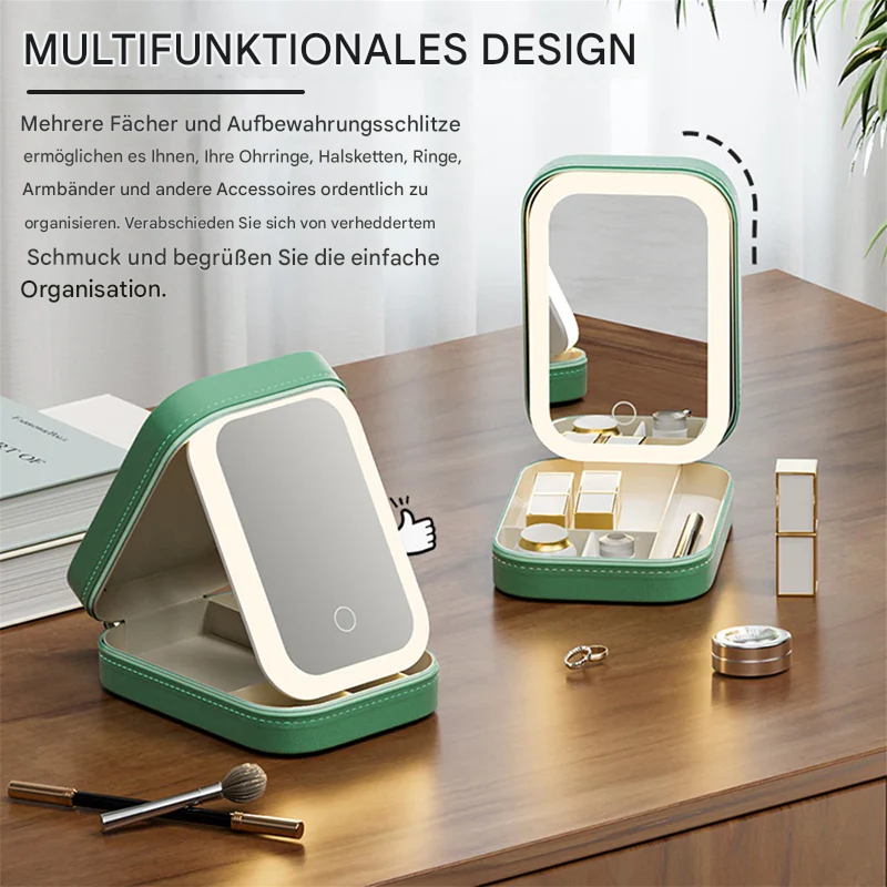 LED Schminkspiegel-Organizer | 3 Lichtmodi | Handgepäckfreundlich