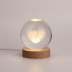 AstroGlobus 3D Tischlampe – Kugelförmige Holzlampe mit warmem LED-Licht und Planetendesign